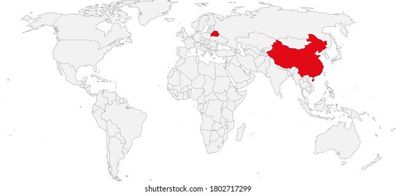 China, Bielorrusia, países aislados en el mapa mundial. Conceptos y fondos empresariales.