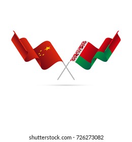 China and Belarus flags. Vector illustration.