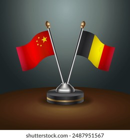 China and Belgium table flags relation with gradient backgrund