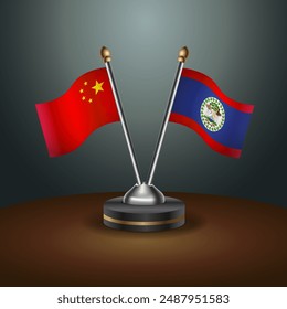 China and Belize table flags relation with gradient backgrund