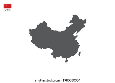 China black shadow map isolated on white background with China icon flag on the left corner.