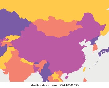 Mapa en blanco de China. Mapa político detallado de China y países vecinos