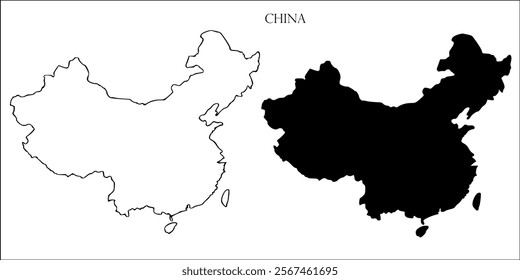 China Blank Map, China Map Outline Vector Images