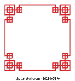 china border frame for text, card, element and corner decoration, vector illustration