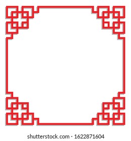 china border frame for text, card, element and corner decoration, vector illustration