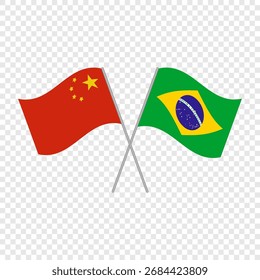 China and Brazil crossed flags