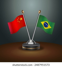 China and Brazil table flags relation with gradient backgrund