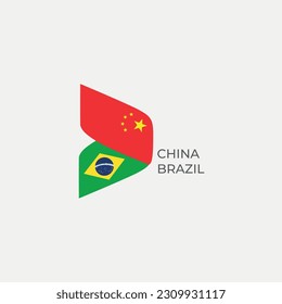 China - Brazil text flag friends country vector graphic graphic element Illustration template design
