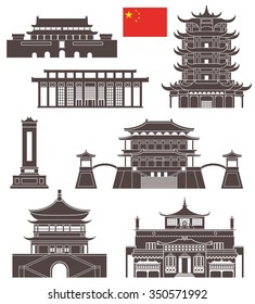 China buildings logo. Abstract China buildings on white background. EPS 10. Vector illustration