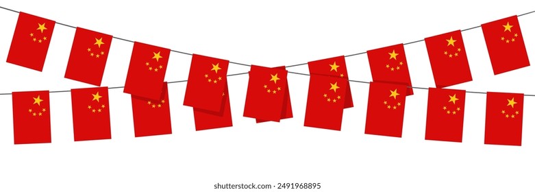 China bunting garland, string of pennants flags, vector design element.