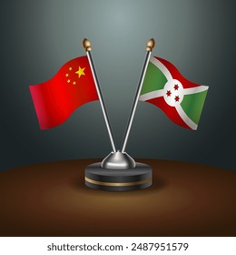 China and Burundi table flags relation with gradient backgrund