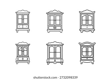 china cabinet line art vector illustration isolated