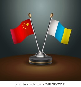 China and Canary Island table flags relation with gradient backgrund