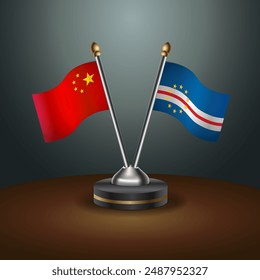 China and Cape Verde table flags relation with gradient backgrund