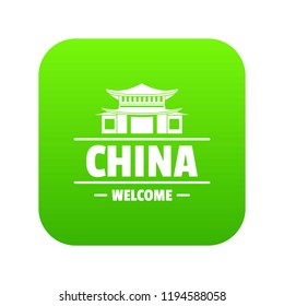 China capital icon green vector isolated on white background