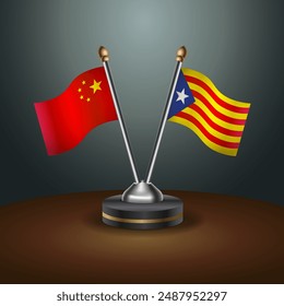 China and Catalonia table flags relation with gradient backgrund