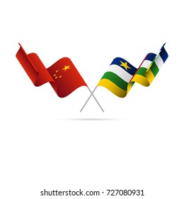 China and Central African republic flags. Vector illustration.