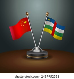 China and Central African Republic table flags relation with gradient backgrund