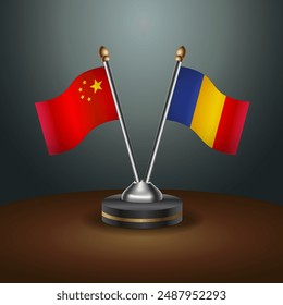 China and Chad table flags relation with gradient backgrund