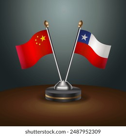 China and Chile table flags relation with gradient backgrund