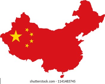 China Chinese Flag Country Map Shaped Illustration 