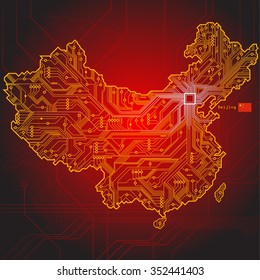 china circuit board. Vector illustration.