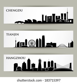 China cities skylines - vector illustration