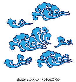 China - Cloud wind water skies sea vector vintage