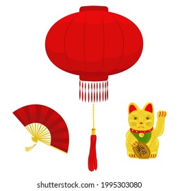 China, collection of chines traditional elements. Vector illustration.