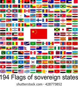 China, collection of vector images of flags of the world