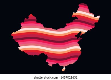 China colorful vector map silhouette