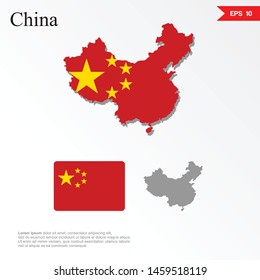 China a combination of flags and maps. which are integrated into modern design. vector eps 10