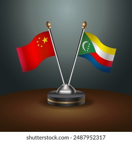 China and Comoros table flags relation with gradient backgrund