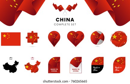 China completo conjunto. Ilustración vectorial.