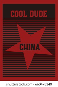 china cool dude,t-shirt print poster vector illustration