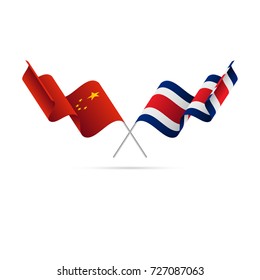China and Costa Rica flags. Vector illustration.