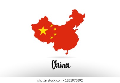 China country flag inside country border map design suitable for a logo icon design