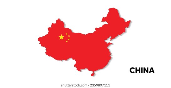 vector del mapa de la bandera de china en blanco aislado