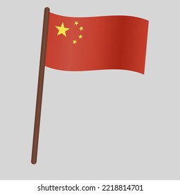 China country flag. Flag on the flagpole. Vector illustration