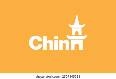 China. China country flat vector logo design with iconic place.