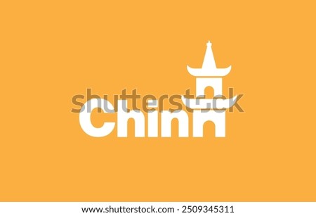 China. China country flat vector logo design with iconic place.