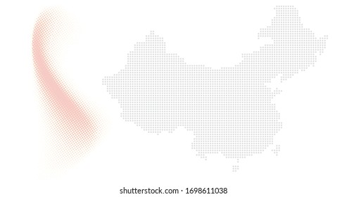 China country map backgraund made from halftone dot pattern, Flag concept. Vector illustration isolated on white background