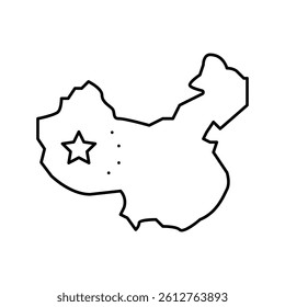 china country map flag line icon vector. china country map flag sign. isolated contour symbol black illustration