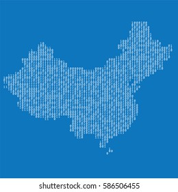 China country map made from binary code numbers. 
