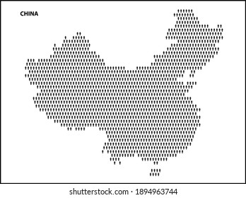 China Country Map Population designed with  People Icon - vector illustration concept