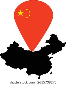 China Country Map Vector Design, Flag Design Image