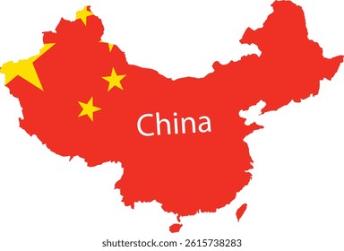 China Country Map Vector Design, Flag Design Image