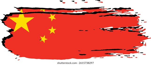 China Country Map Vector Design, Flag Design Image