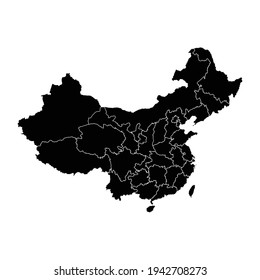 China country map vector with regional areas