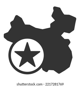 China country on map and star - icon, illustration on white background, glyph style